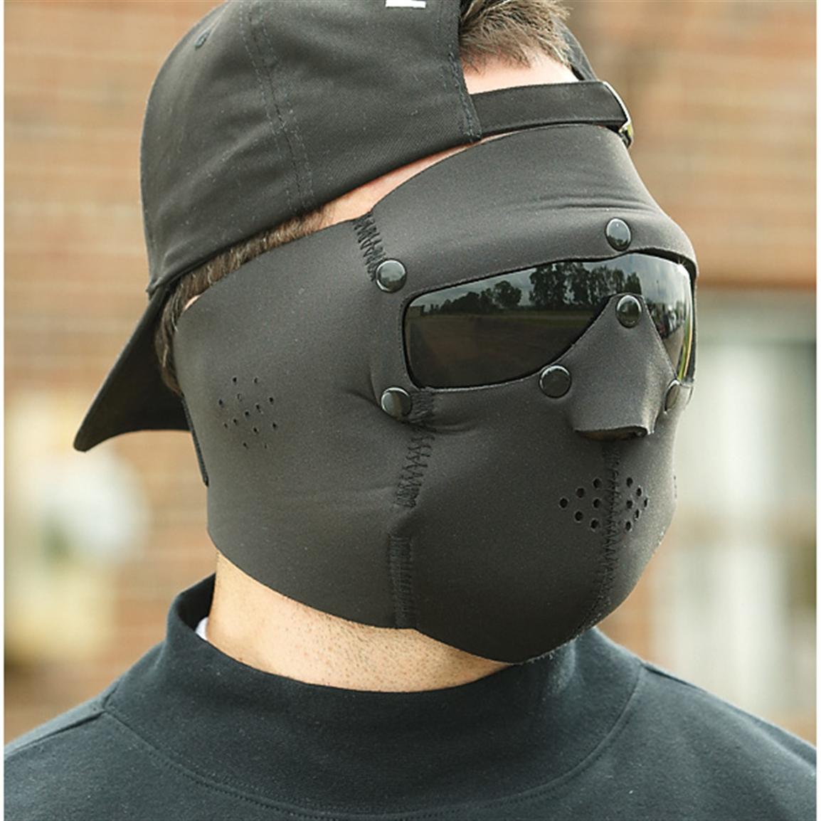 Military-Style Neoprene Face Mask with Goggles, Black