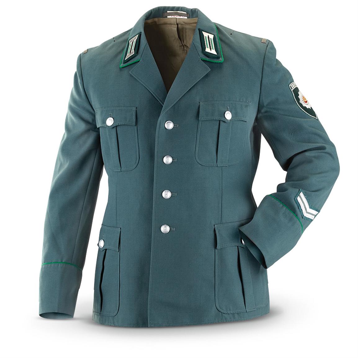 2 Used German Military Police Dress Jackets, Green 209482, Military