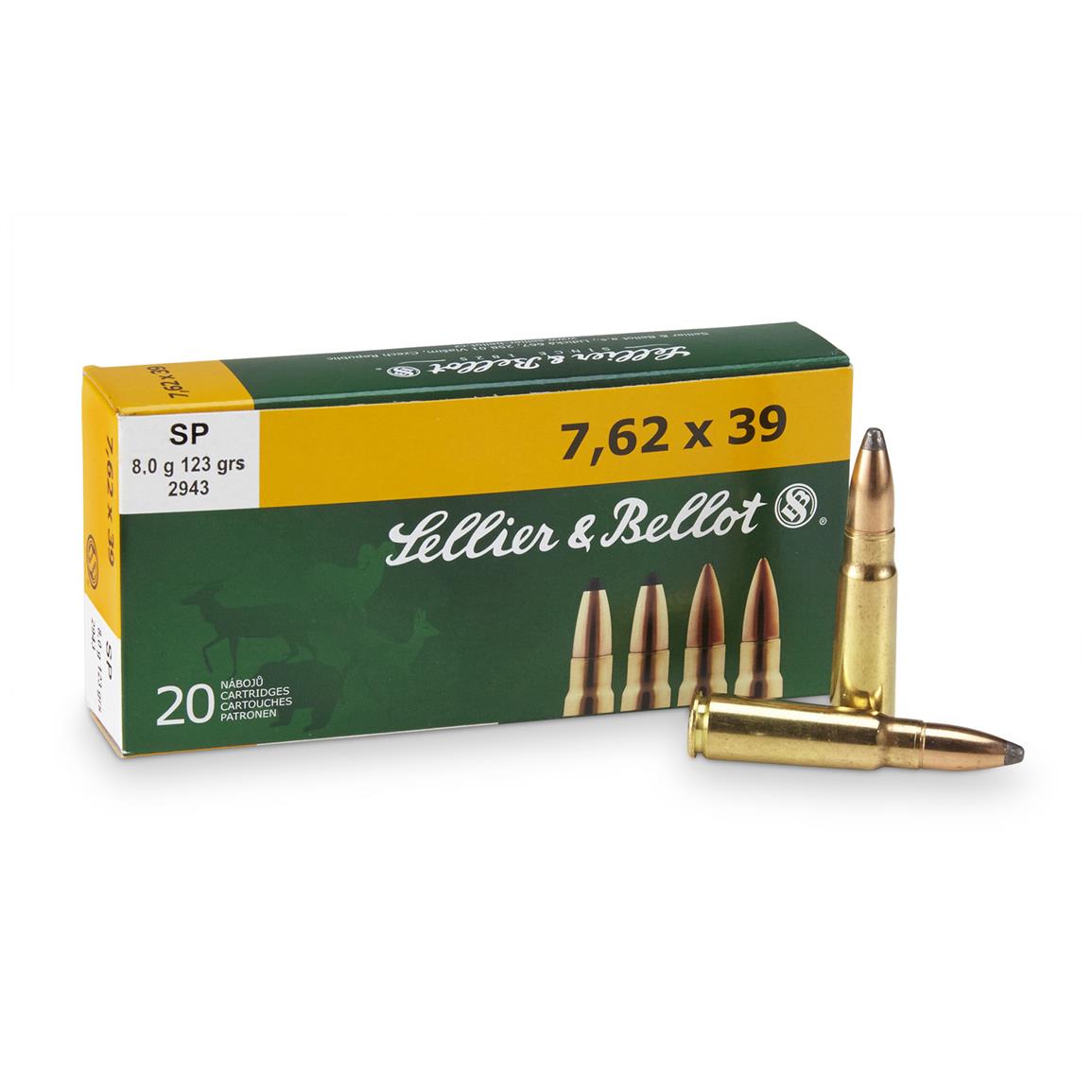 Sellier & Bellot, Rifle, 7.62x39, SP, 123 Grain, 20 Rounds - 209769,  7.62x39MM Ammo at Sportsman's Guide