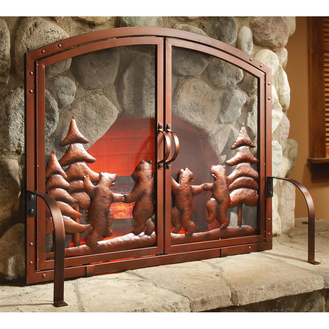 Large Dancing Bears 2 door Firescreen 209965, Fireplaces at