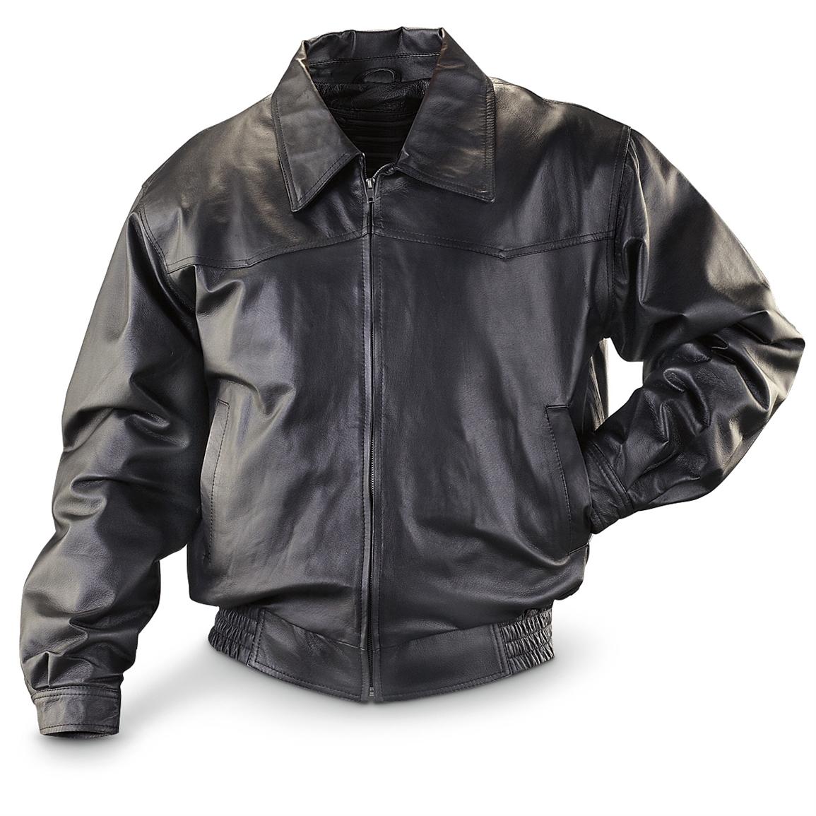 Vintage™ Western Leather Bomber Jacket, Black - 210608, Insulated ...