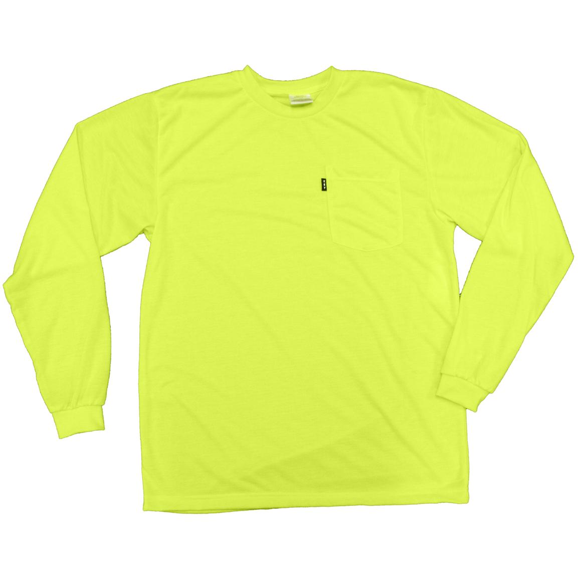 Tall Men's Key® Enhanced Visibility Long Sleeve Pocket T - shirt, Hi ... Tall Long Sleeve T Shirts Mens