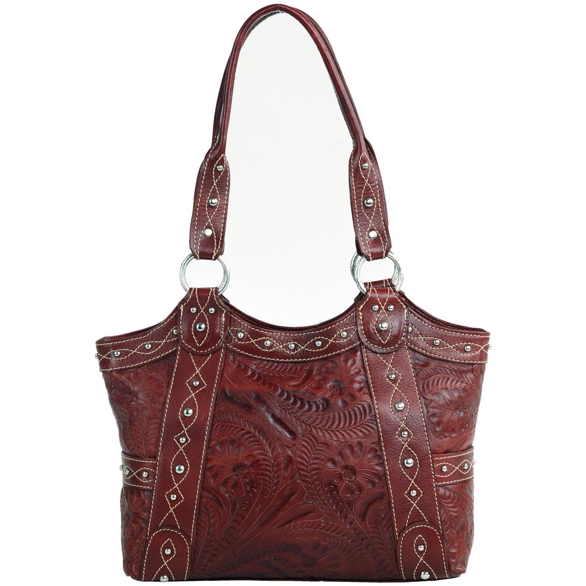 American West® Over the Rainbow Collection Hand-tooled Leather Tote - 211162, Purses & Handbags ...