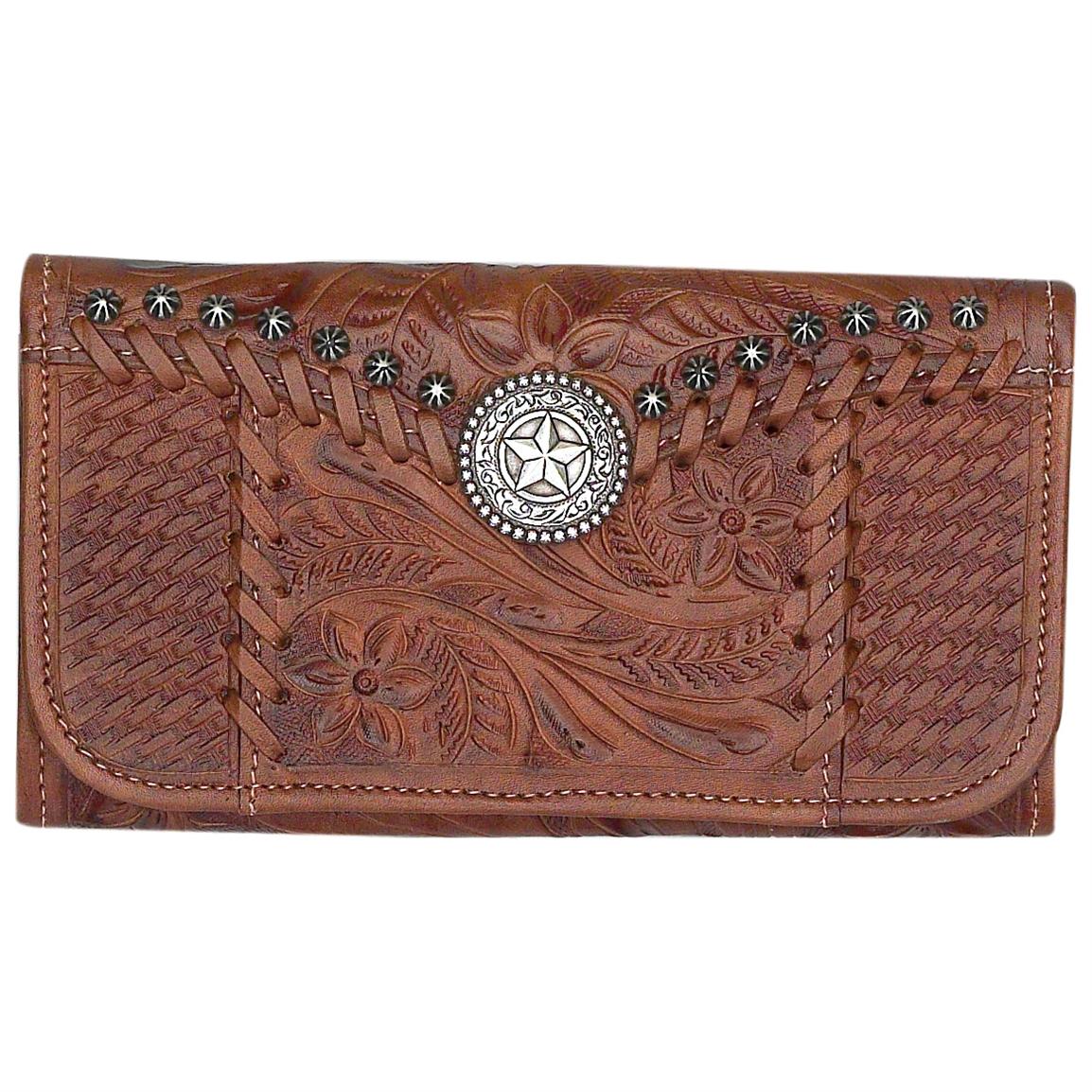 American West® Everyday Cowgirl Totes Collection Hand-Tooled Retro Romance Women&#39;s Trifold ...