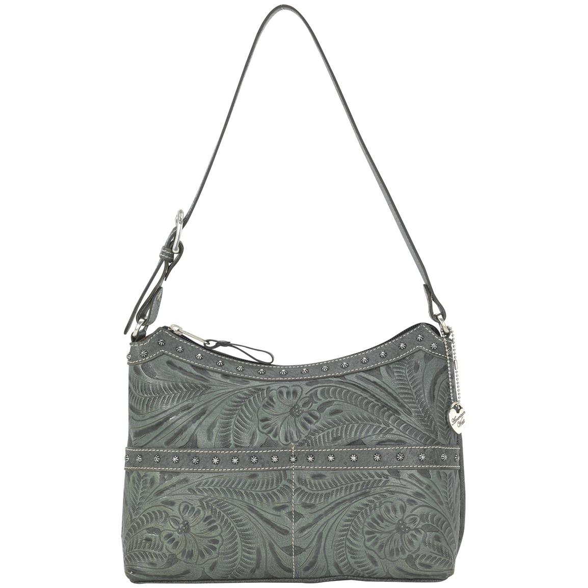 American West® Heartland Collection Hand-Tooled Zip-Top Leather Shoulder Bag - 211250, Purses ...