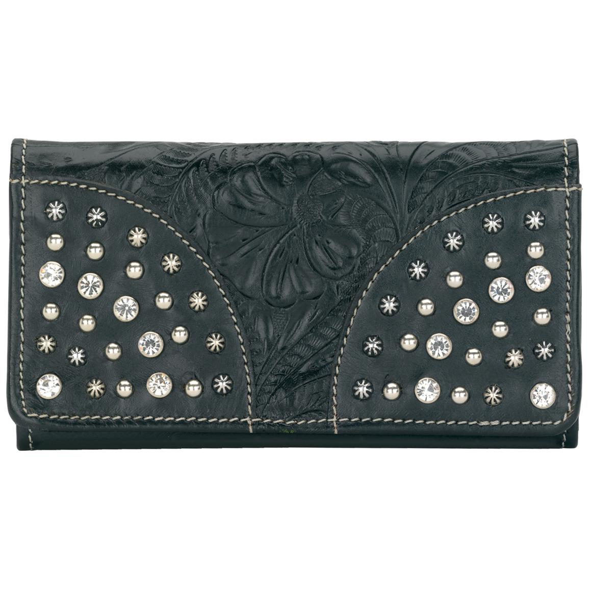 American West® Sonoma Skies Collection Hand - Tooled Ladies&#39; Flap - Style Leather Wallet ...