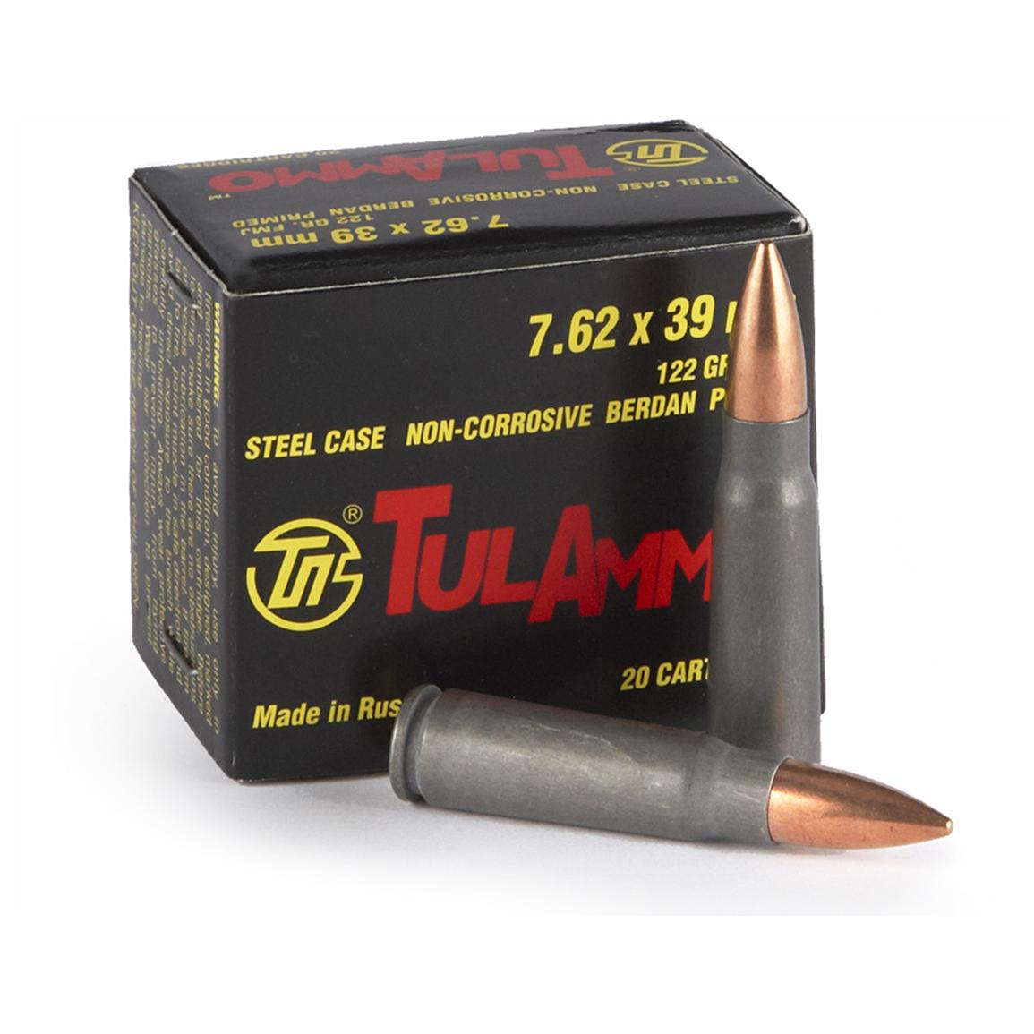 Tulammo, 7.62x39, FMJ, 122 Grain, 500 Rounds - 211590, 7.62x39mm Ammo ...