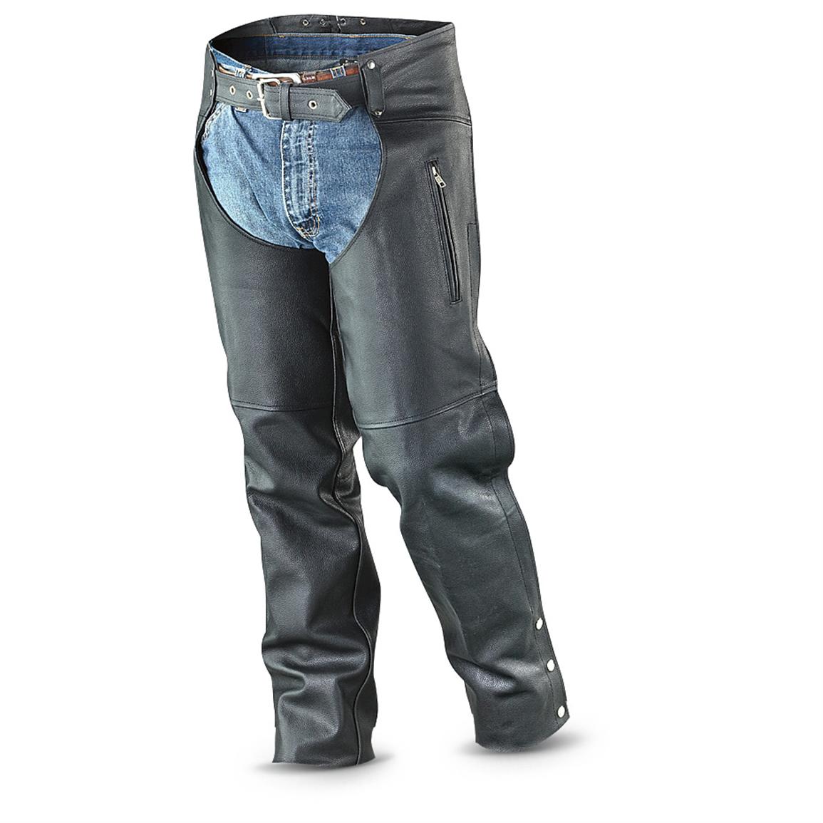Mossi® Leather Chaps, Black - 211599, Jeans & Pants at Sportsman's Guide