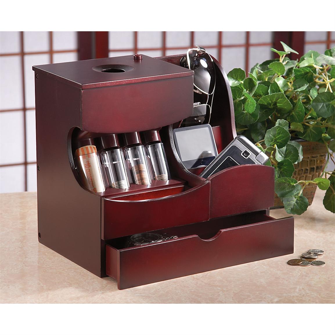 Wood Coin Sorter Charging Station Cherry Finish 