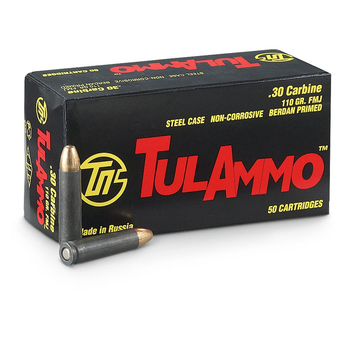 TulAmmo, .30 Carbine, 110 Grain, FMJ, 250 Rounds 