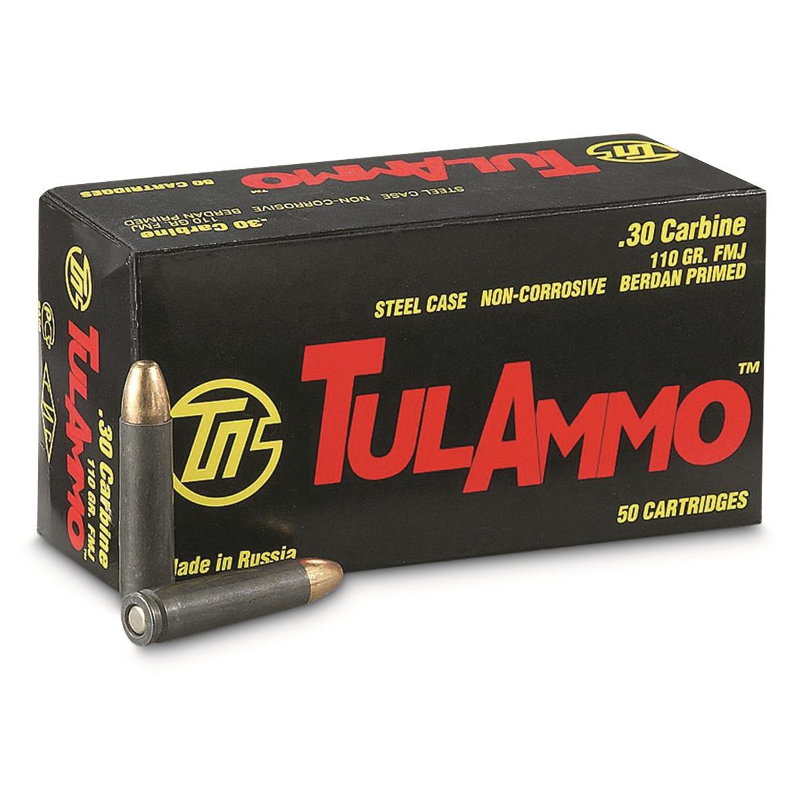 TulAmmo, .30 Carbine, FMJ, 110 Grain, 1,000 Rounds