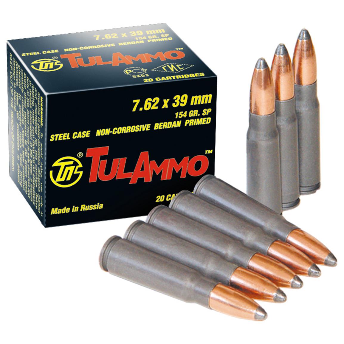 Tulammo 7.62x39mm, SP, 154 Grain, 20 Rounds