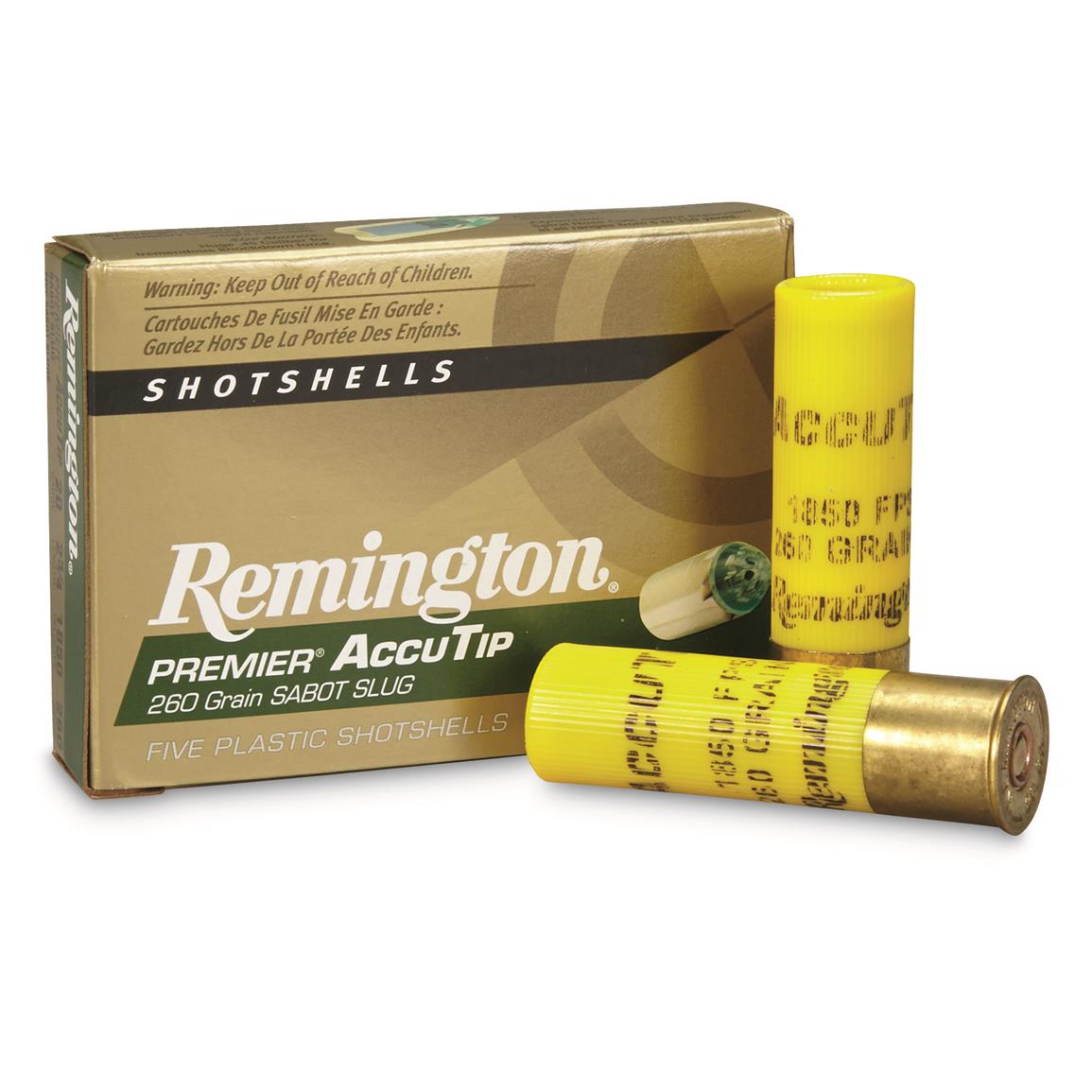 Remington Premier, 20 Gauge, 2 3/4", 260 Grain, AccuTip Bonded Sabot Slugs, 5 Rounds