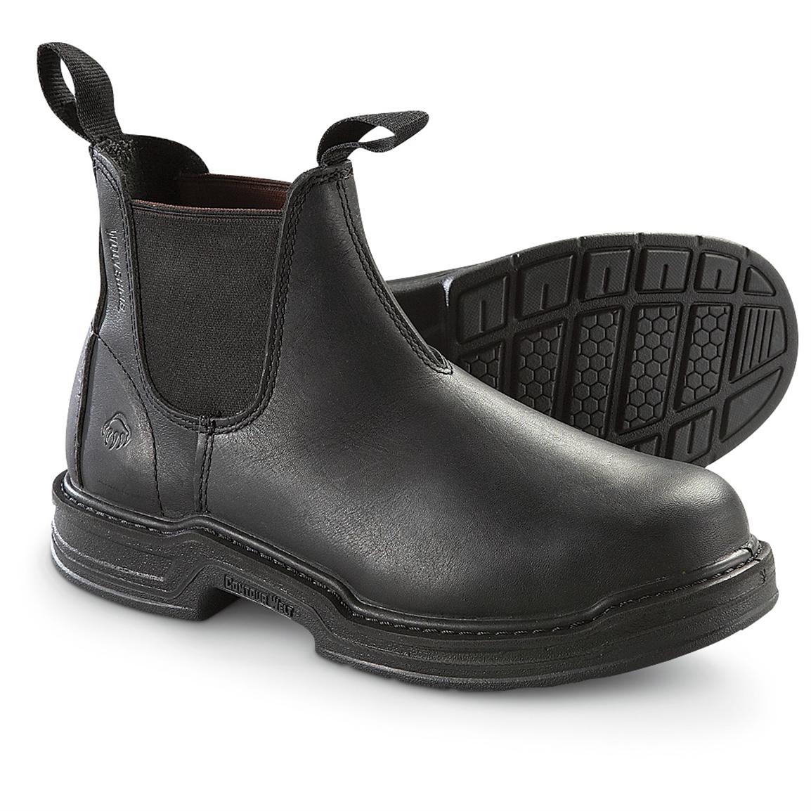 black wolverine pull on work boots