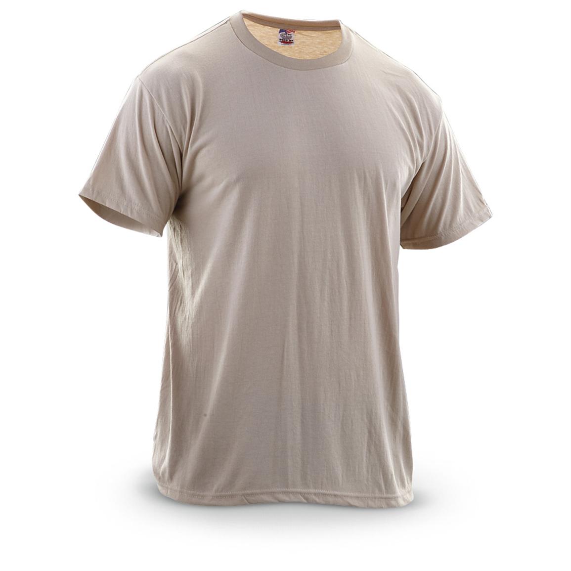 5 Military - issue T - shirts, Tan - 215514, Military T-Shirts at