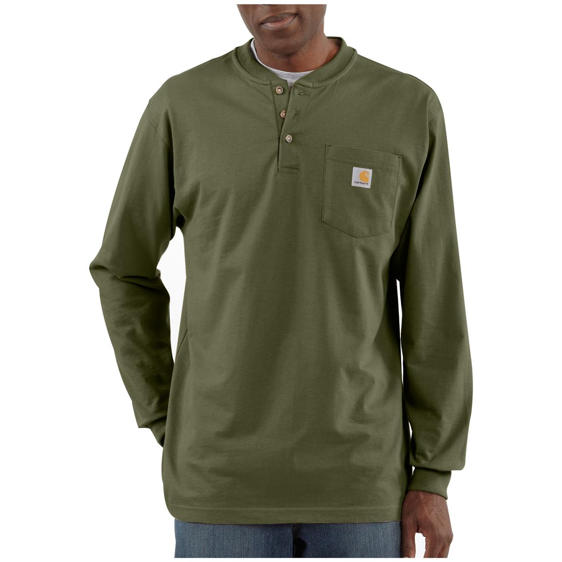 Men's Carhartt® Workwear Long-sleeve Pocket Henley - 215680, T-Shirts ...