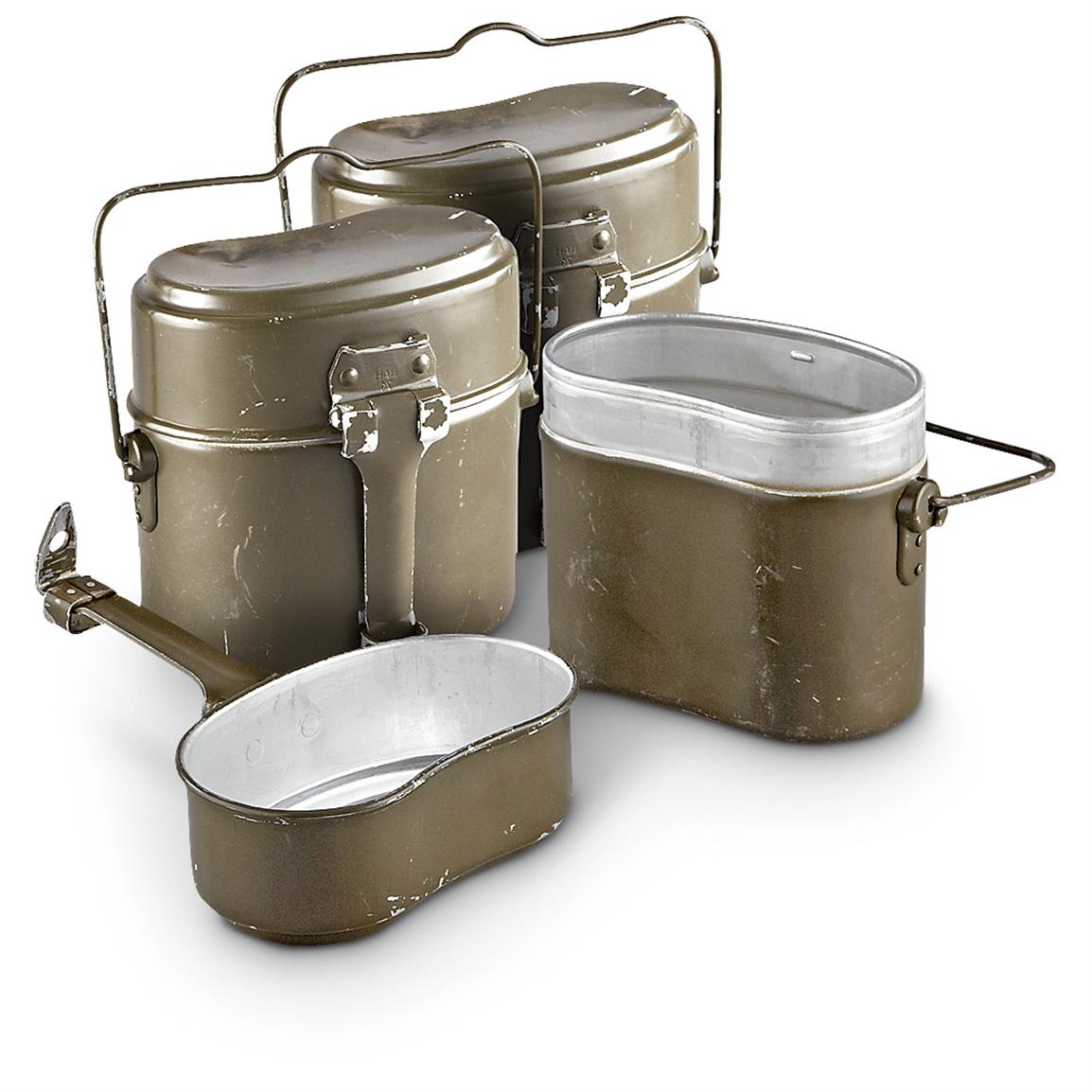 3 Used Norwegian Military Mess Kits, Olive Drab 216369, Mess Kits