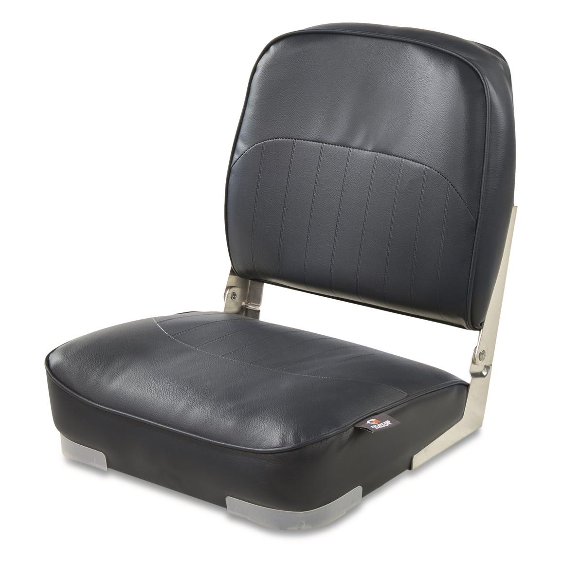 Boat Seats 2 Black & Red Low Back Premium UV Treated Marine Grade Vinyl 