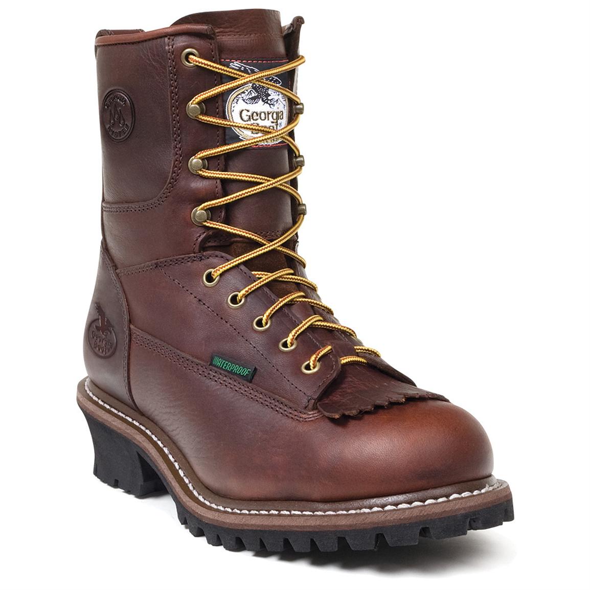 Men&#39;s Georgia® Waterproof Logger Boots, Bark - 217529, Work Boots at Sportsman&#39;s Guide