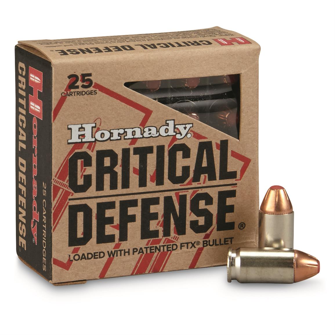 Hornady Critical Defense, 9x18mm Makarov, FTX, 95 Grain, 25 Rounds