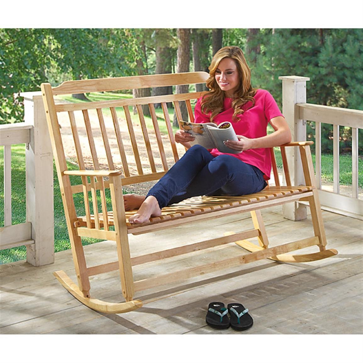 Double Wooden Rocker 218205 Patio Furniture At Sportsman S Guide   218205i Ts 