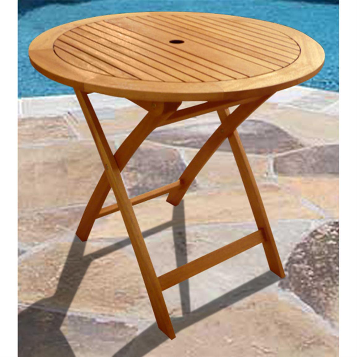 VIFAH® Round Outdoor Wood Folding Table - 218660, Patio Furniture at