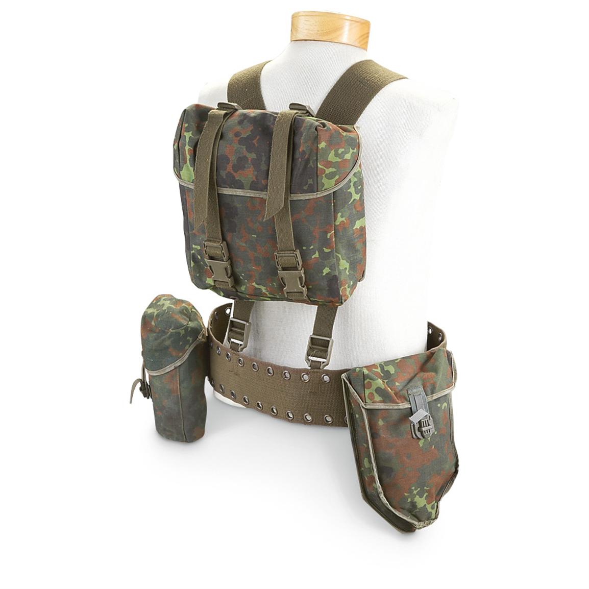 5 Pc. Used German Military Harness Set, Olive Drab / Fleck Camo