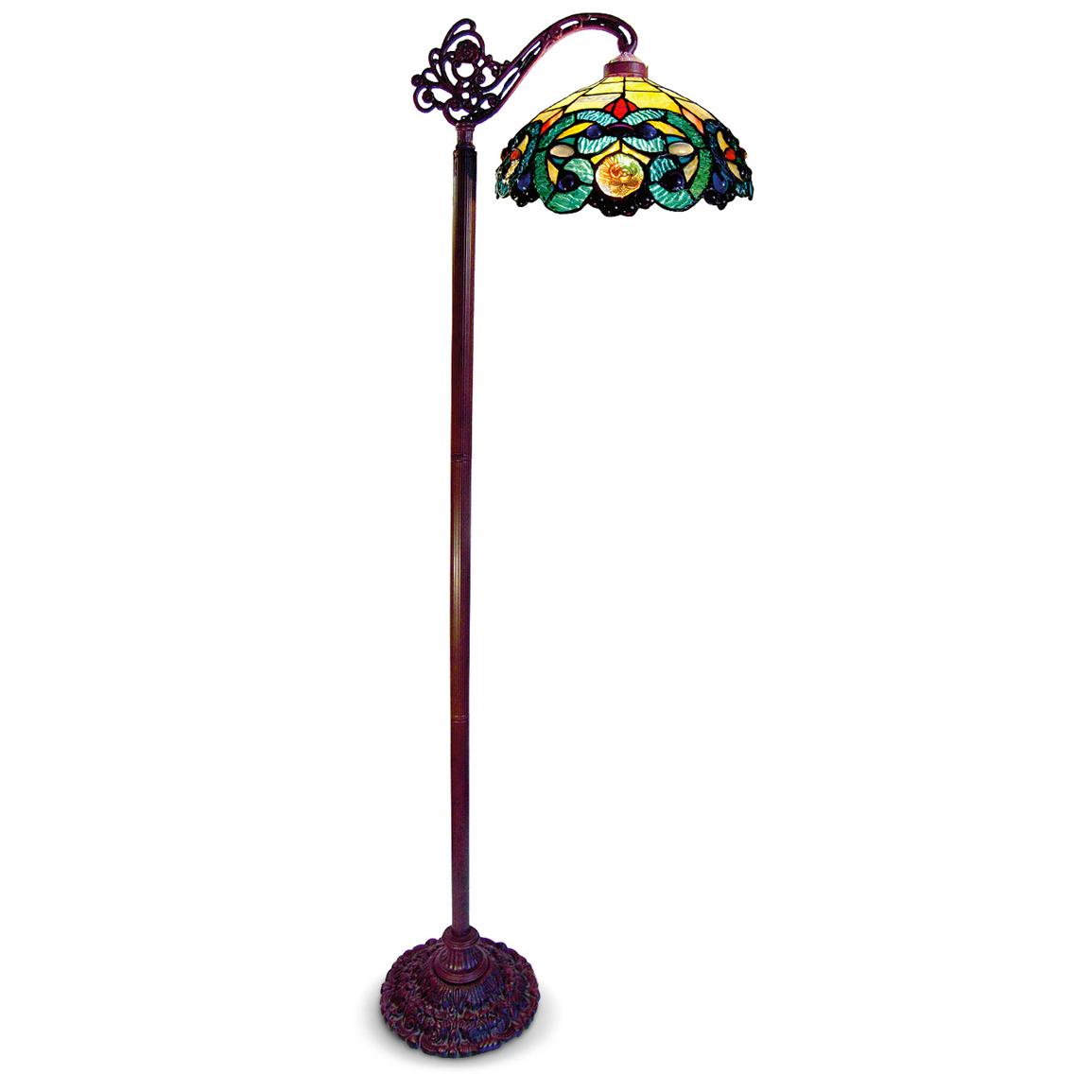 Tiffany - style Side Arm Stained Glass Floor Lamp - 219670, Lighting at