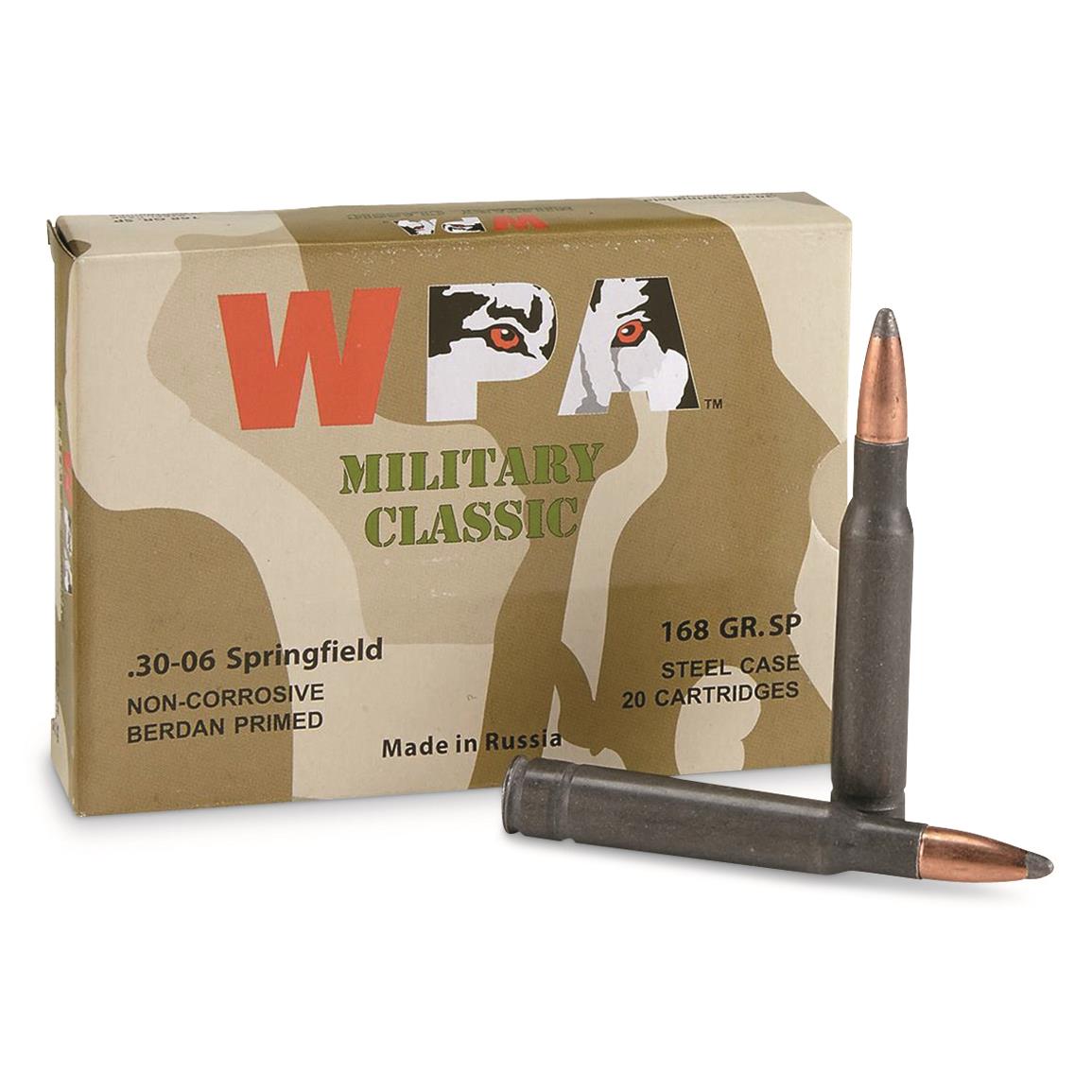 Wolf WPA Military Classic, .30-06 Springfield, FMJ-BT, 168 Grain, 100 Rounds
