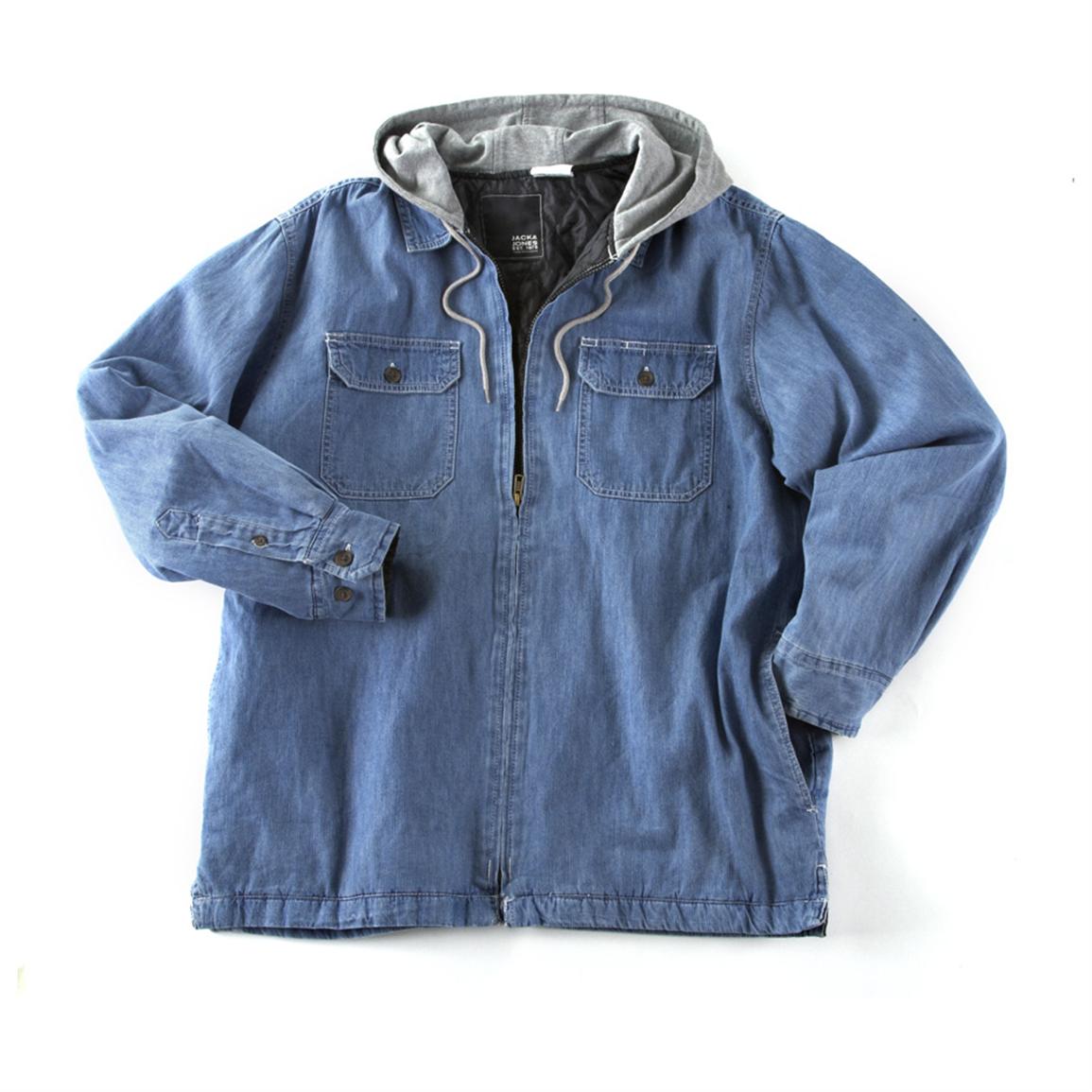 Men's Quilt - lined Hooded Denim Jacket - 220352, Insulated Jackets ...