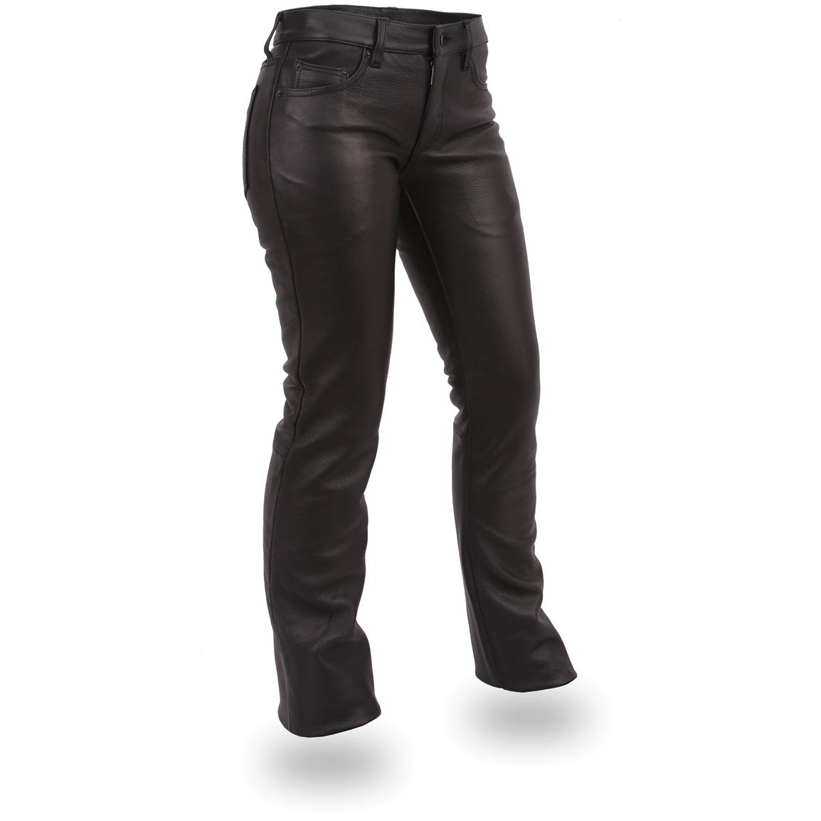 Women's First Classics® 5 - pocket Leather Pants, Black - 220938 ...