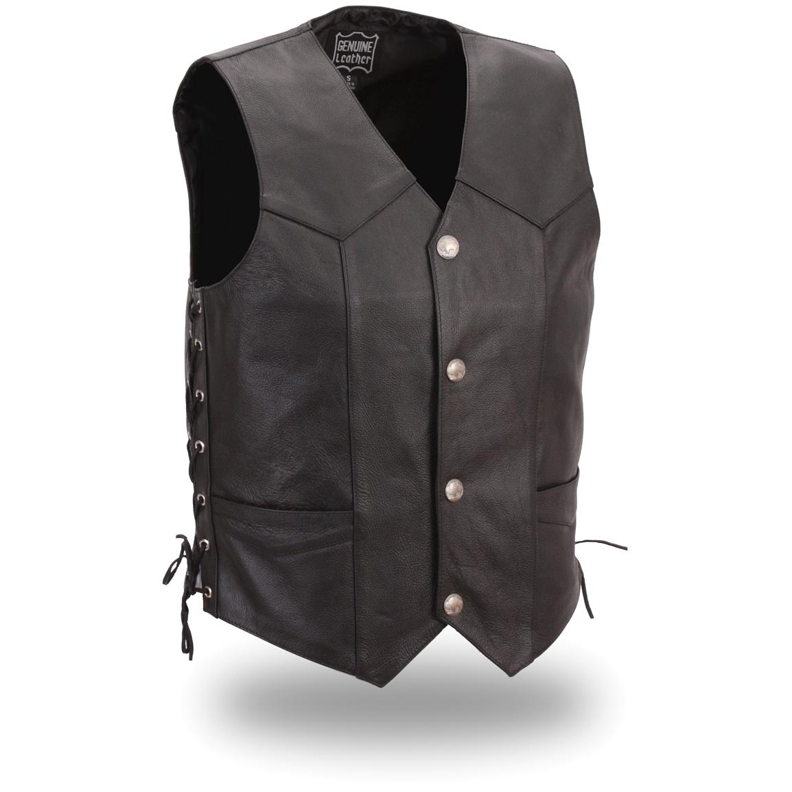 FMC® Classic Leather Vest with Buffalo Nickel Snaps, Black - 220985 ...
