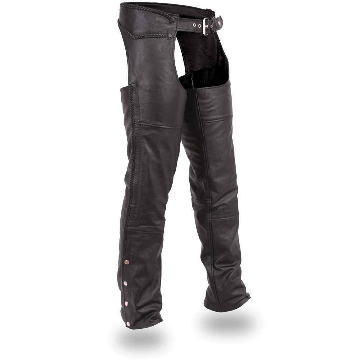 Unisex FMC® Braided Leather Chaps, Black - 220990, Jeans & Pants at ...