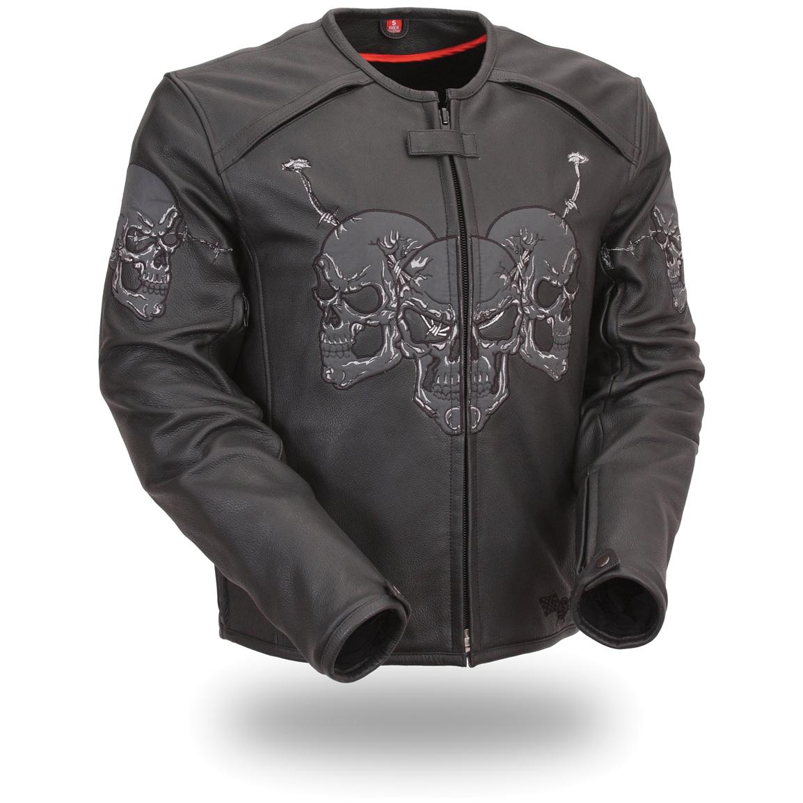 Men's First Racing® Raceway Reflective Skull Jacket, Black - 221036 ...