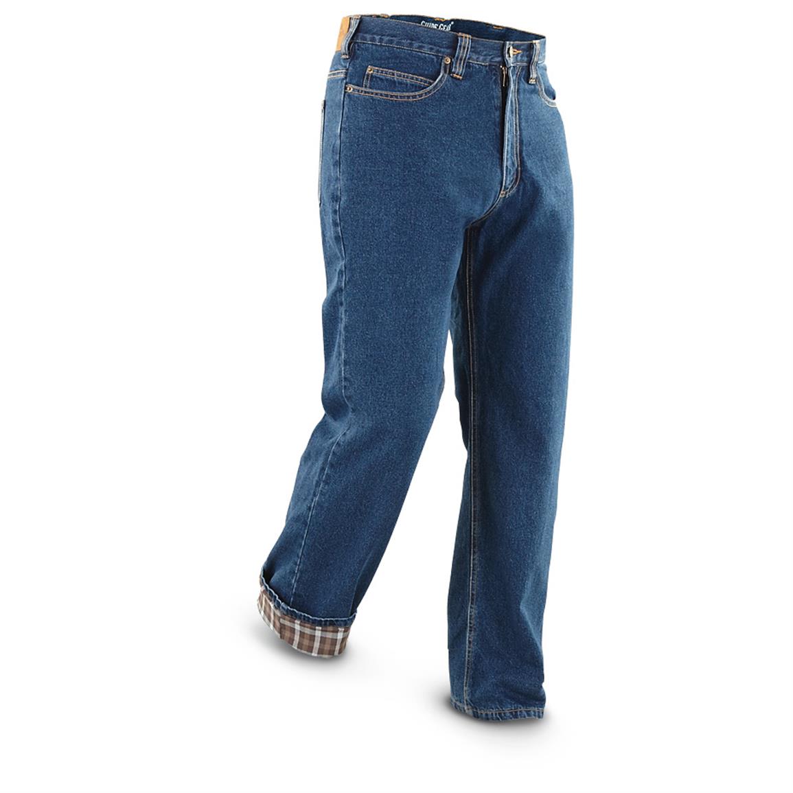 flannel lined blue jeans