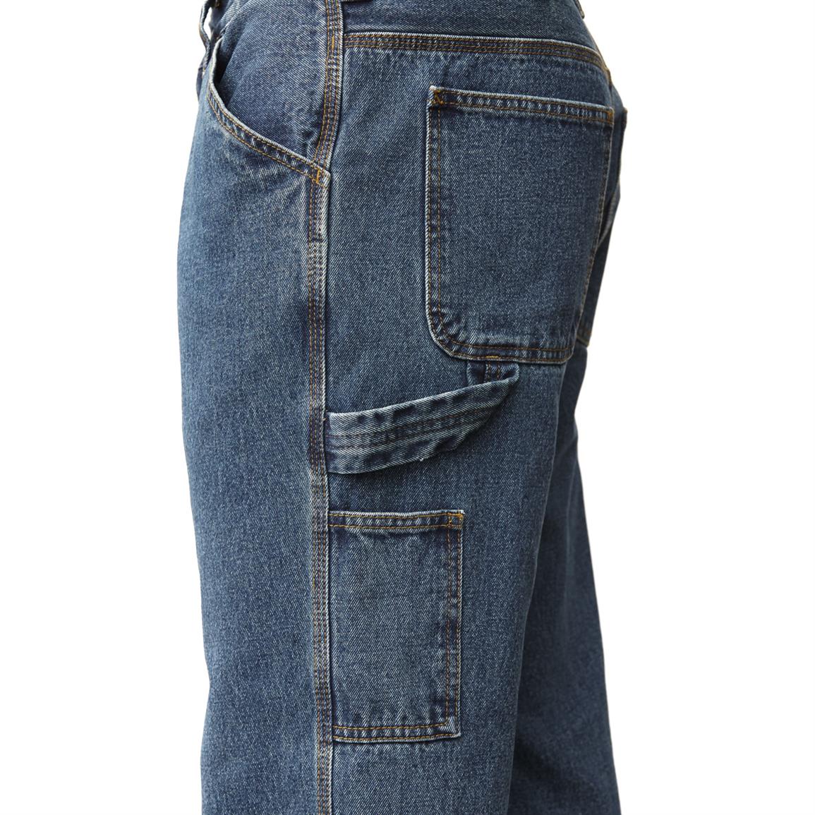 Guide Gear Men's Flannel-Lined Carpenter Jeans, Stonewash - 221529 ...
