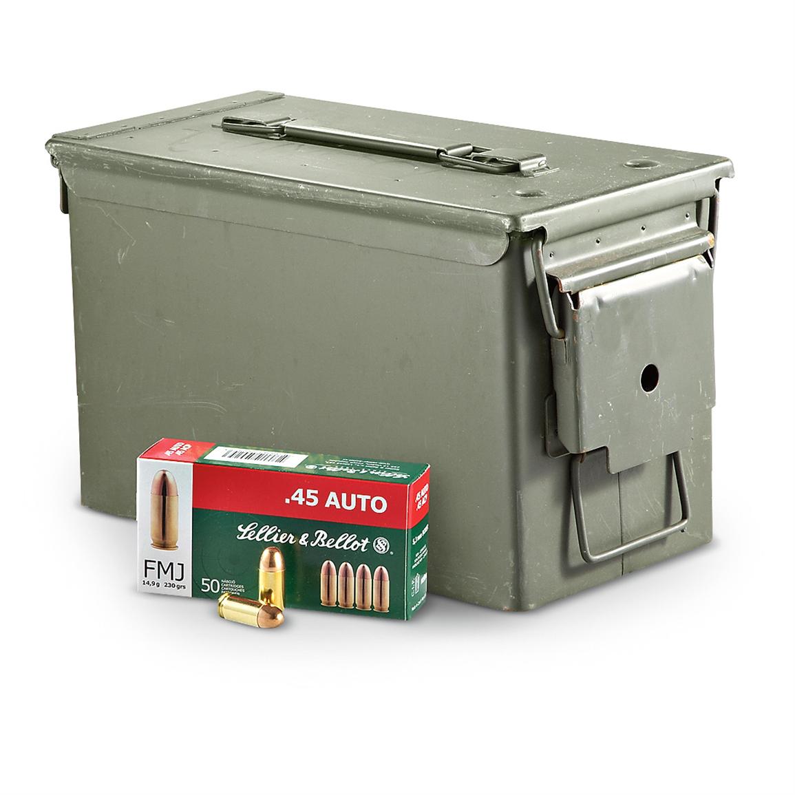 800 rounds .45 caliber ACP 230 Grain FMJ Ammo with Can
