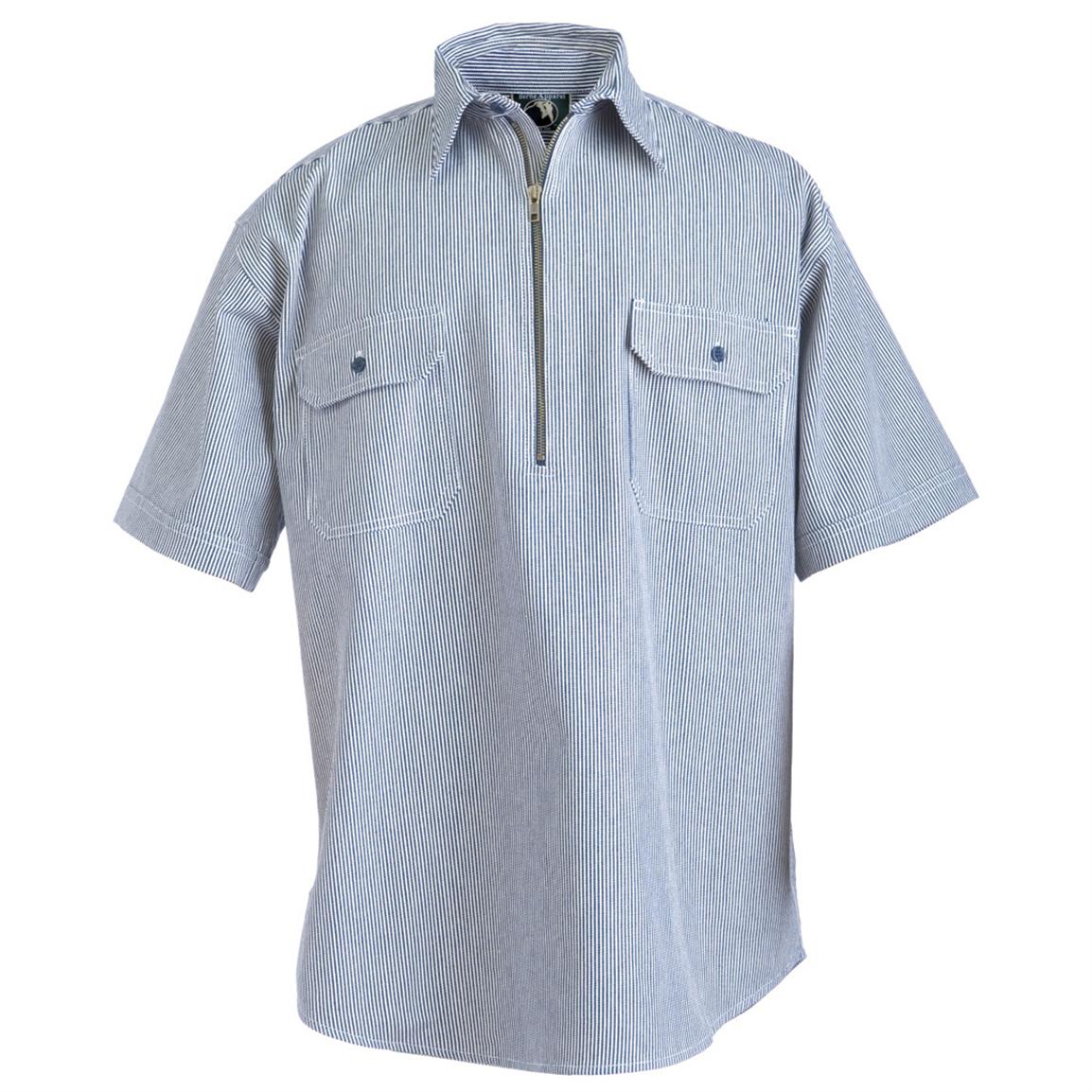Men's Berne® Zip Front Short - sleeve Logger Shirt, Hickory Stripe ...