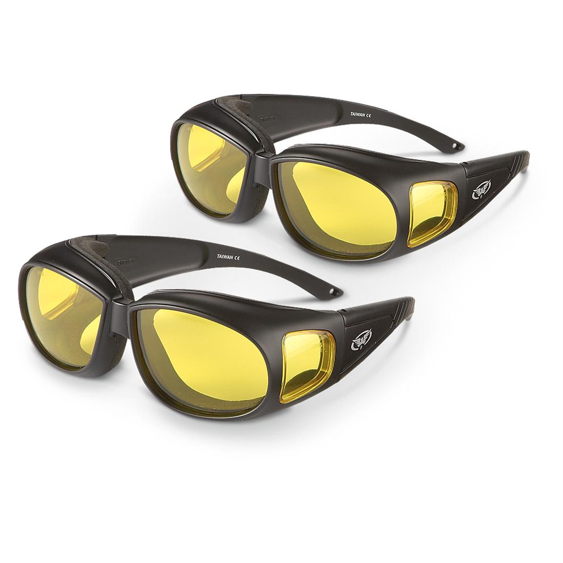 2-Prs. of Outfitters Overtop Polycarbonate Glasses, Yellow