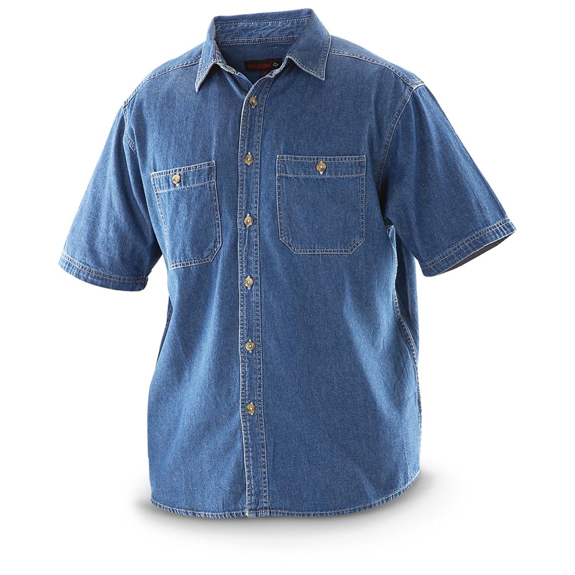 Wolverine® Short - sleeved Denim Shirt - 222159, Insulated Jackets ...