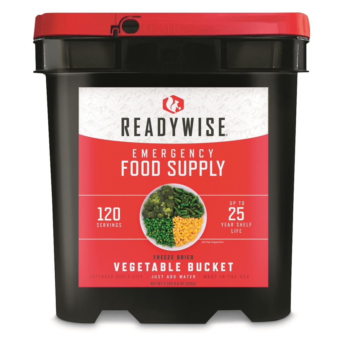 ReadyWise Emergency Food Supply Vegetable Variety Bucket, 120 Servings