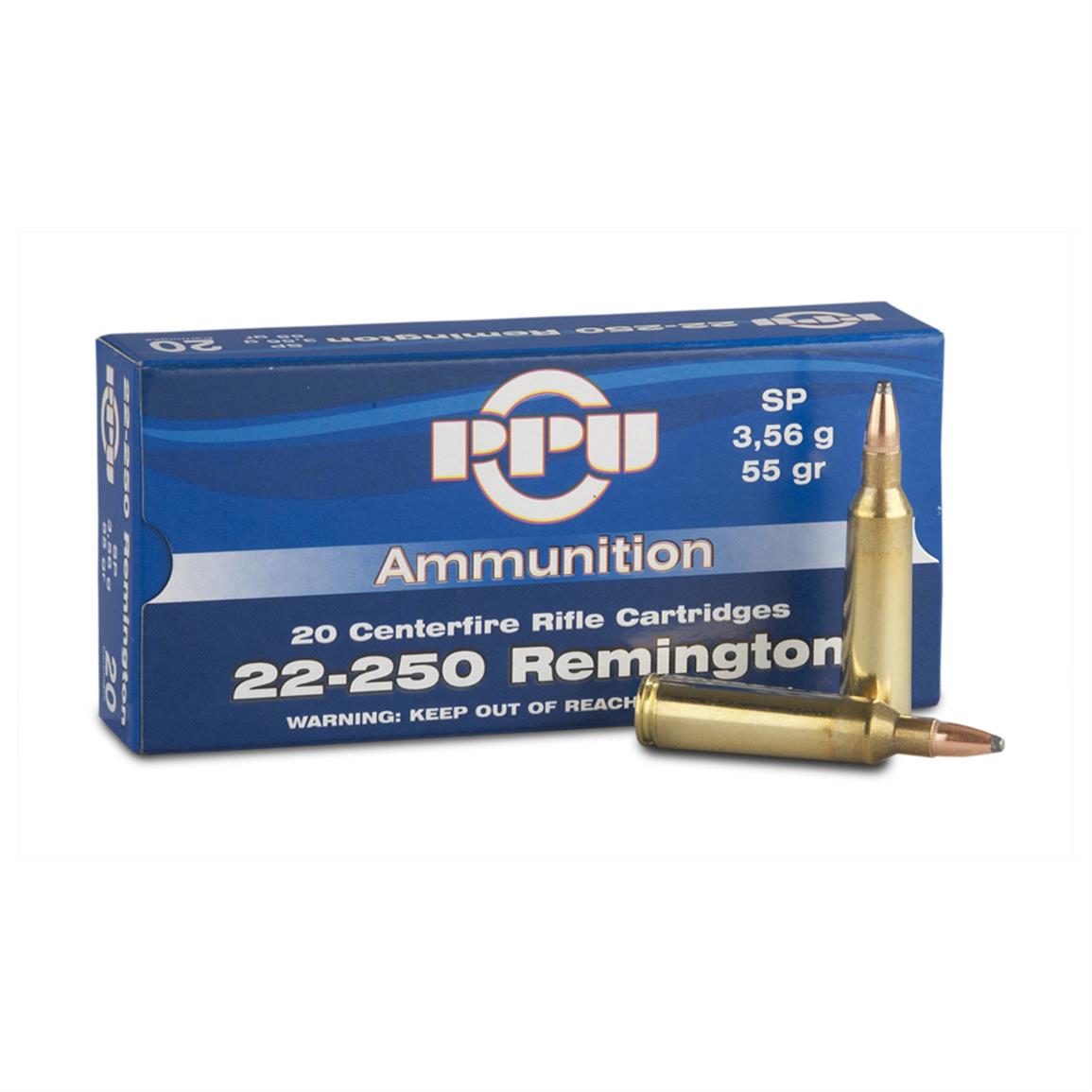 PPU 22 250 Remington SP 55 Grain 20 Rounds 222319 22 250 