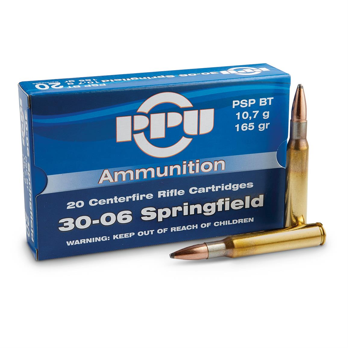 PPU 30 06 Springfield PSP BT 165 Grain 20 Rounds 222378 30 06 