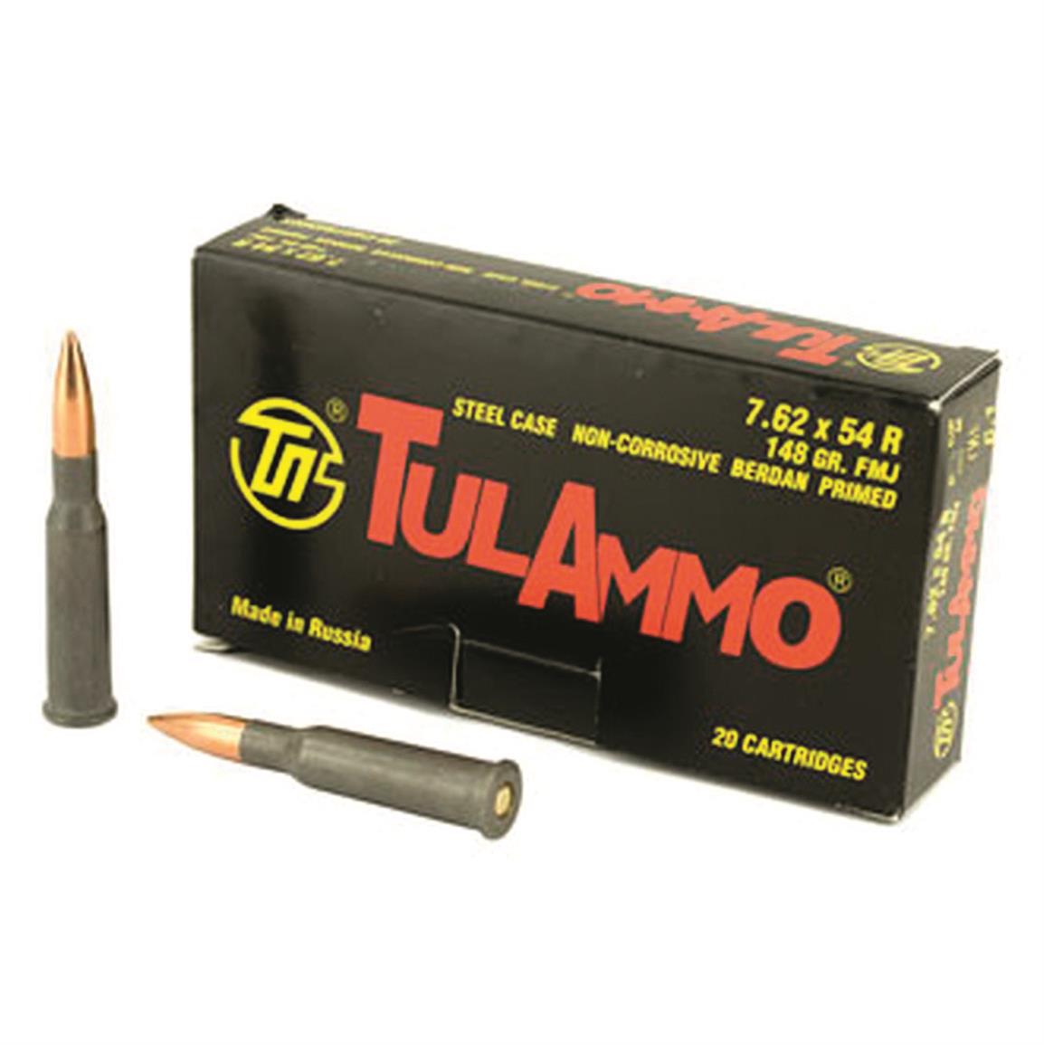 TulAmmo, 7.62x54mmR, FMJ, 148 Grain, 20 Rounds