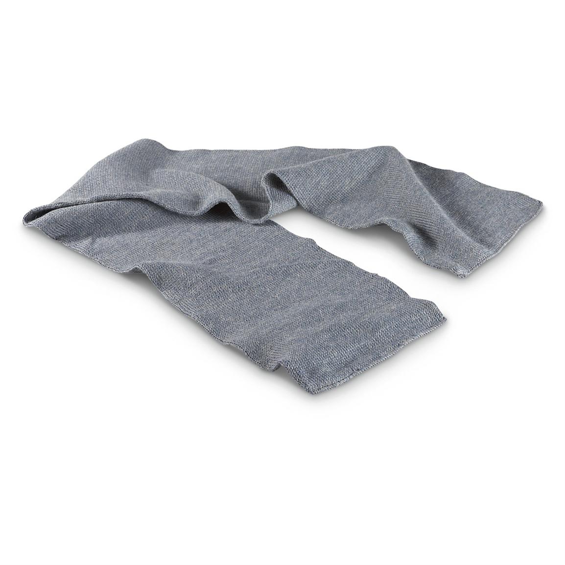 5 Used Swedish Military Wool Scarves, Gray