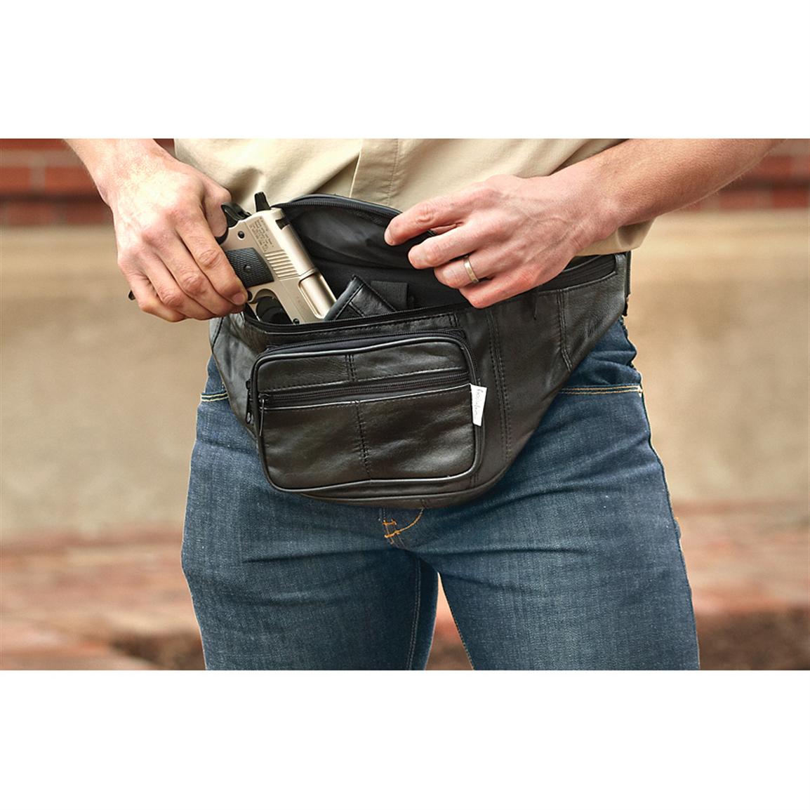 Leather Gun Belt Fanny Pack - 223203, Holsters at Sportsman&#39;s Guide