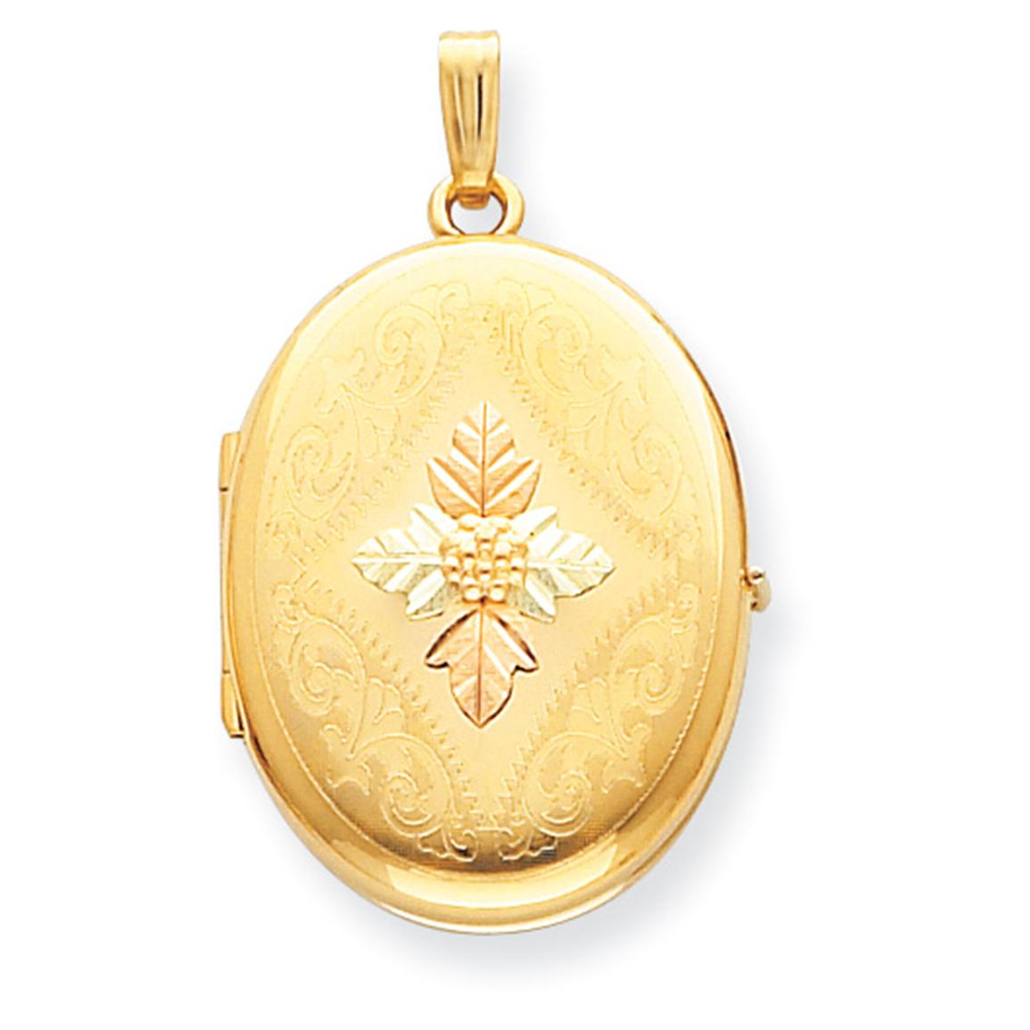 Black Hills Gold 14K Gold - filled Scrolled Family Locket Necklace