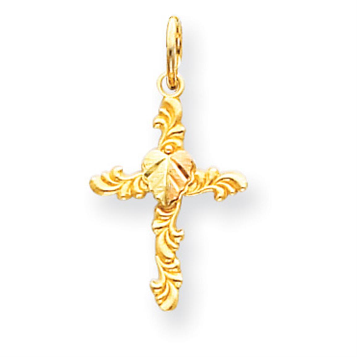 Black Hills Gold 10K Cross Pendant Necklace - 223303, Jewelry at ...