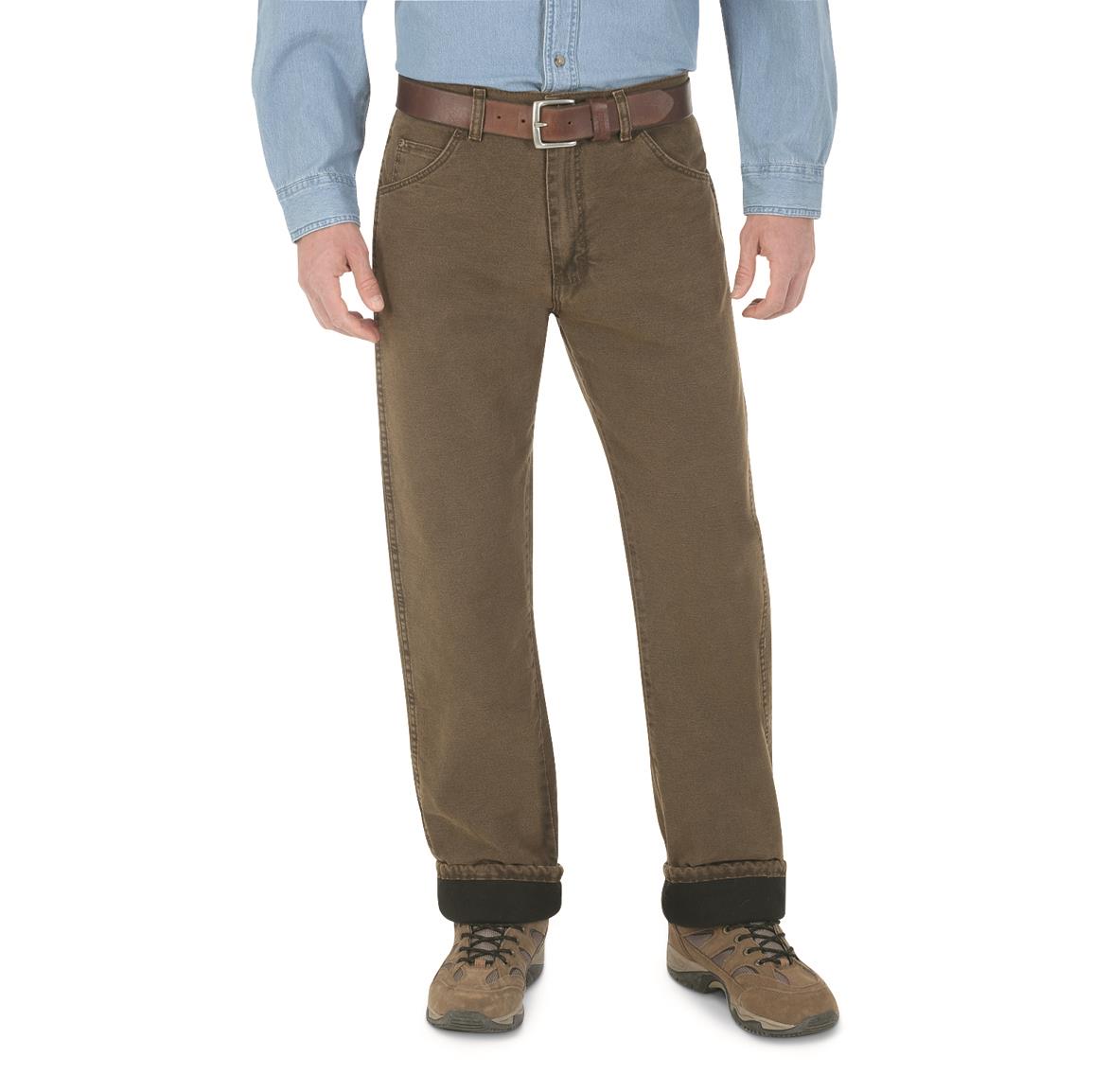 Wrangler Men's Rugged Wear Thermal Jeans, Brown