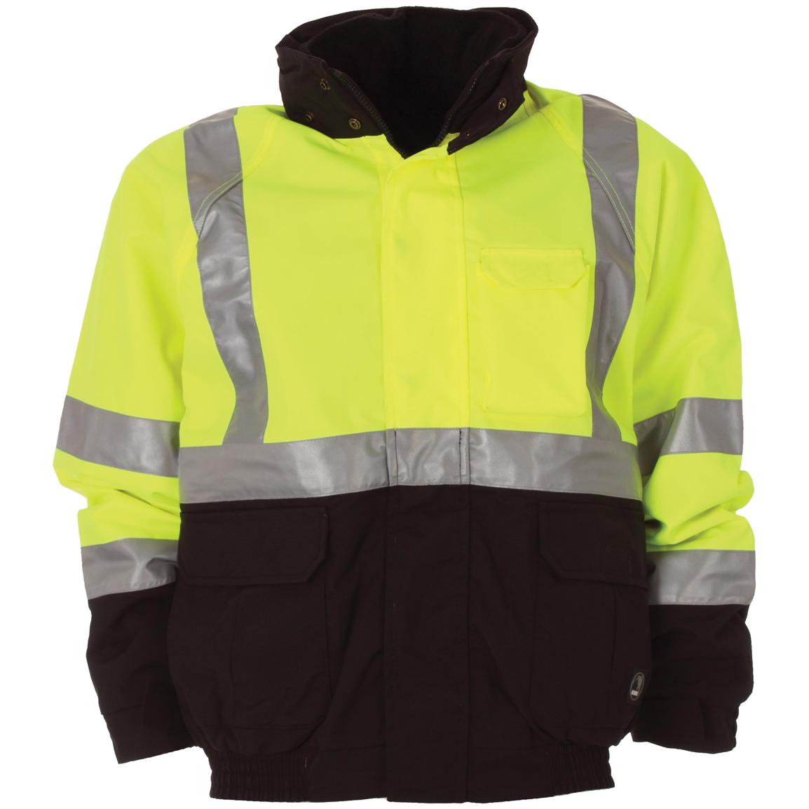 Berne® Hi - Visibility 3 - in - 1 Waterproof Jacket, Yellow - 224314 ...